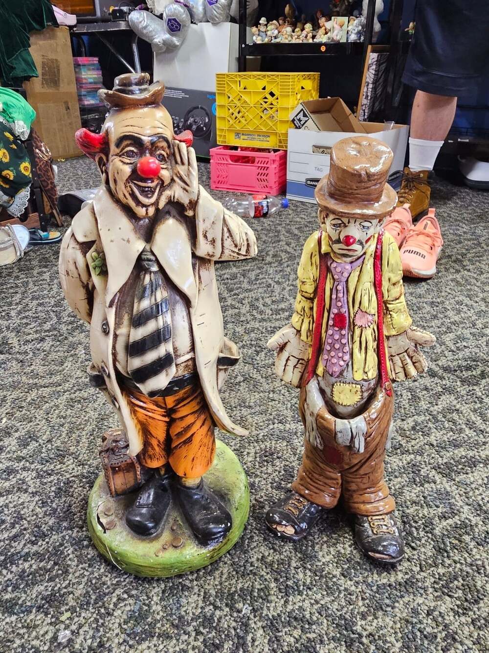 Vintage Hand Painted Ceramic Hobo Clown Statue Mexico